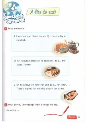 Учебник Спотлайт 3 класс Быкова стр. 53, 56.