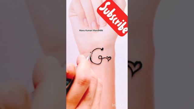 ##♥️G name ka letter mehndi tattoo design 2022new?#short# video♥️G latter#2022 Manu KumariMani8486#