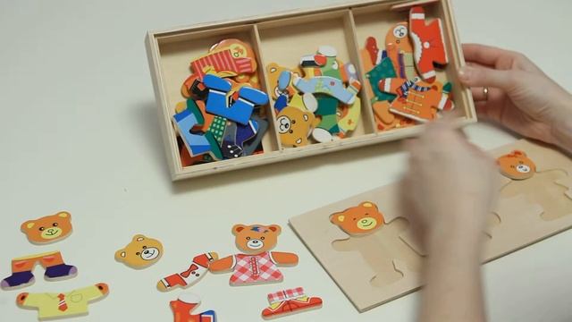 Развивающая деревянная игрушка Пазл-бокс "Семья медведей" от VGA Wooden Toys смотреть онлайн