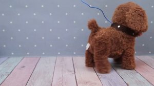 Игрушка щенок коричневый интерактивный с поводком