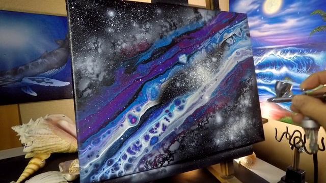 Acrylic Galaxy pour step-by-step painting with stars nebula смотреть онлайн