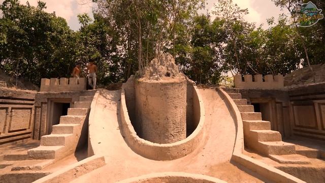 100 Days Survive in Rainforest Building Underground Water Slide Park and Swimming Pool House смотреть онлайн