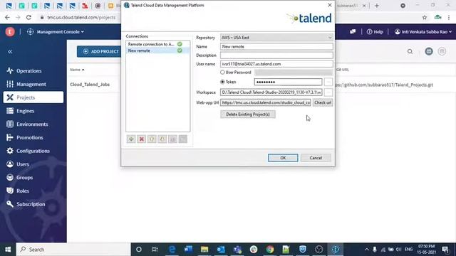 3. How to create GitHub Repository and Add that in Talend Cloud project l Talend Cloud Repository