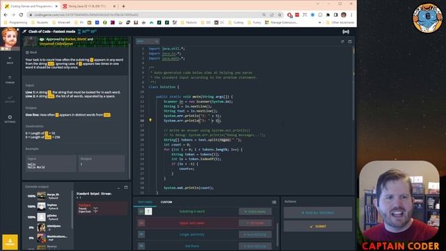 Clash of Code in Java  - Counting Substrings