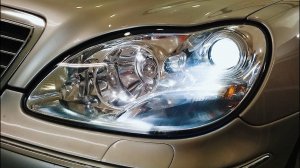 Mercedes S500 220. Тюнинг передних фар, вскрытие капота, замена троса.