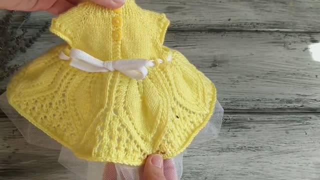 Вязание спицами - Ажурное платье для Зайки с стиле Тильда Часть 2.