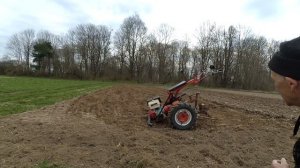 Боронование огорода мотоблоком.