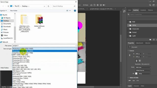 3 How to open, Color RGB & CMYK and Saving Formating Adobe Photoshop 2021 смотреть онлайн