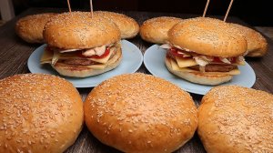Отличные домашние булочки для гамбургеров, мягкие, вкусные. Простой рецепт булочек с кунжутом