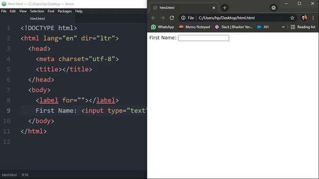 HTML tutorial for beginners in English #25| Input and Label Tag in HTML to design  Webform.