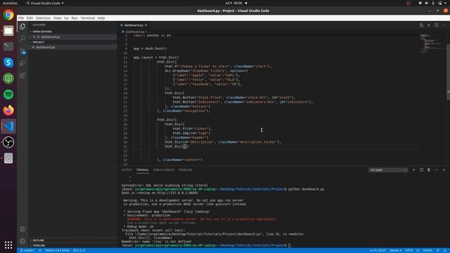 Tutorial Dash - Stock Market Dashboard in Python Part I/III