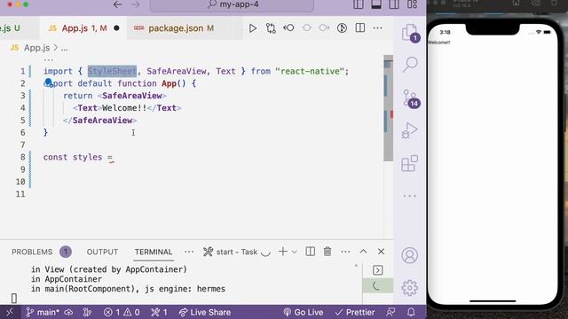 [Hindi] ReactNative: How to use Text and SafeAreaView?