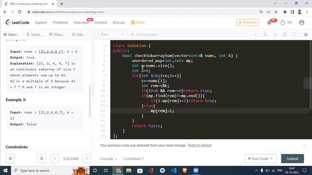 523. Continuous Subarray Sum | Continuous Subarray Sum | 523 Leetcode | Leetcode 523 смотреть онлайн