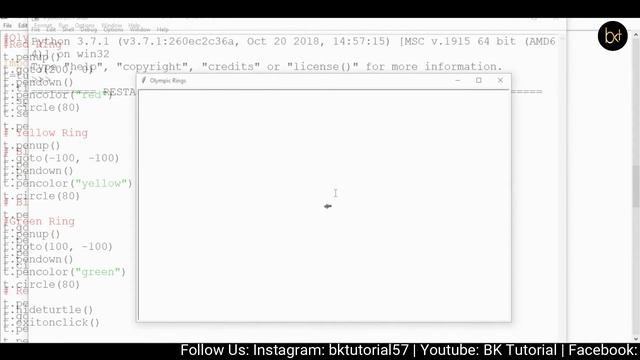 Python Turtle - Draw Olympic Ring In Python Turtle Graphics | Olympic Symbol By #BKTutorial