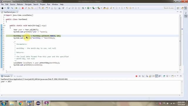 How to use at methods of Year Class? | Java 8 Date and Time