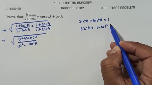 Prove that√((1+cosA)/(1-cosA))=cosecA+cotA смотреть онлайн