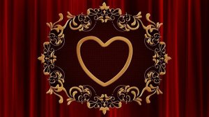 Сердце в обрамлении золотого орнамента. Арт для торжественной свадебной церемонии.