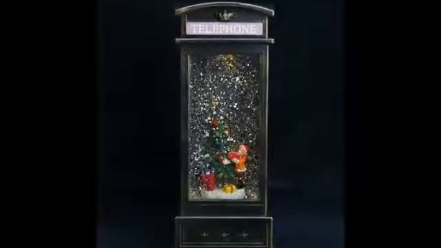 К20373 Фонарь новогодний Таксофон (музыкальный на батарейках) 25*10*10 см(12)