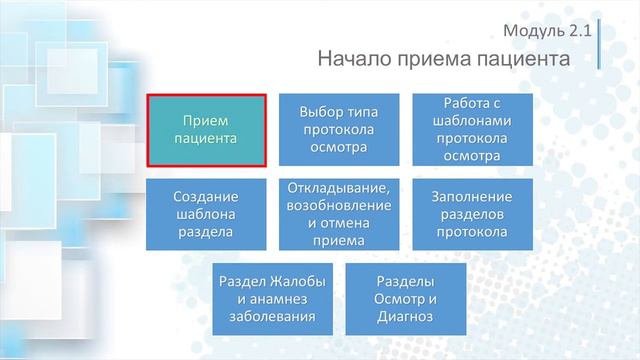 Интерфейс врача. Начало приема пациента. Введение