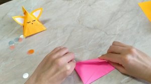 ОРИГАМИ коробочка лиса, клубничка. Как сделать коробку из бумаги. ORIGAMI pyramid paper box.