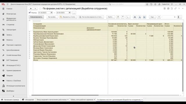 Расчет заработной платы в программе БИТ.Управление медицинским центром смотреть онлайн