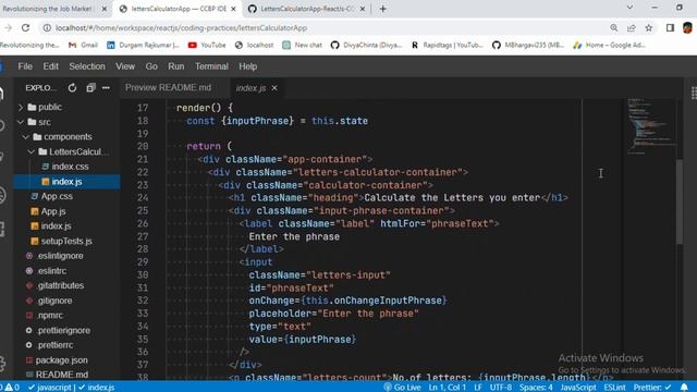 Letters Calculator | Coding Practice 8 | REACT JS | NxtWave | CCBP 4.0