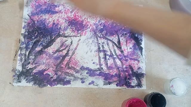 Рисуем фиолетовый лес / Drawing a purple forest смотреть онлайн