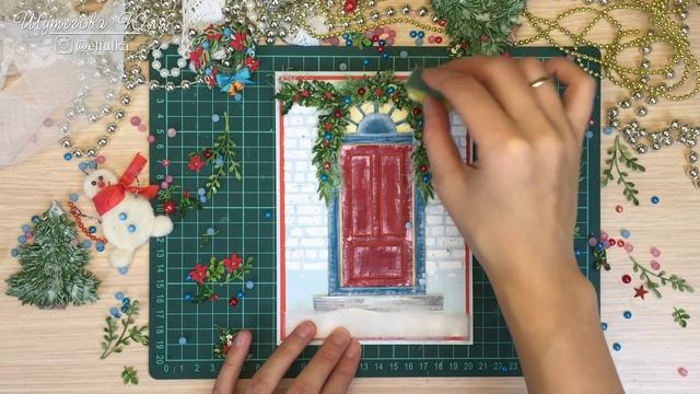 НОВОГОДНЯЯ ОТКРЫТКА своими руками/ Скрапбукинг /Tutorial Scrapbooking Christmas Card (step by step)