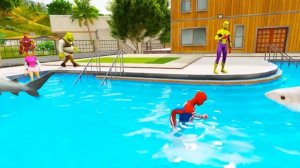 Spider-man friend superhero racing cars challenge stunt jump boats monster truck mc-queen king mate