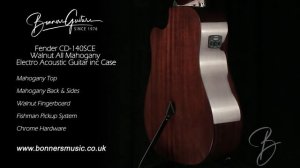 Fender CD 140SCE Walnut All Mahogany Electro Acoustic Guitar inc Case