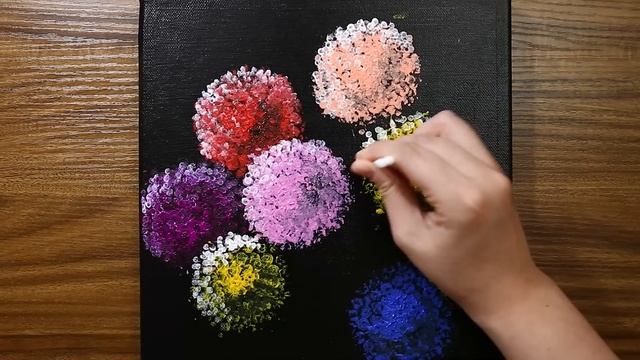 Легкая акриловая картина "Цветы" с пузырчатой пленкой...