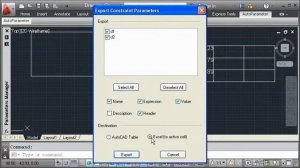 How to export AutoCAD constraint parameters to Excel workbook.