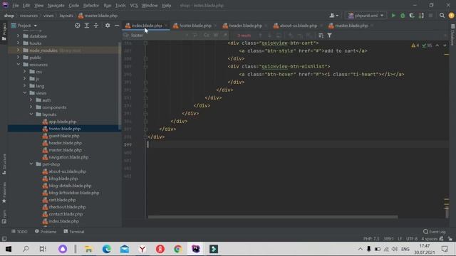 Интернет магазин на Laravel урок 7. Создание и применение общего шаблона master.
