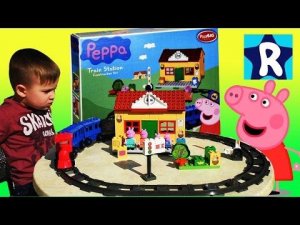 ★ СВИНКА ПЕППА Собираем Конструктор с Игрушками Peppa Pig Train Station Construction Set Lego Duplo