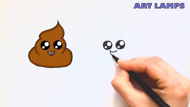 How To Draw The Poop Emoji / Как нарисовать смайл какашка (эмоджи какаха )