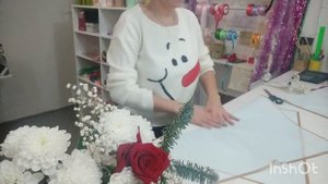 Букет роза хризантема нобилис гипсофила
