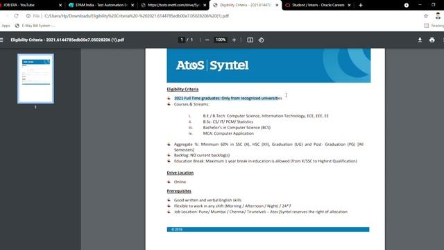 Oracle | Epam | Syntal Off Campus Drive 2019 | 2020 | 2021 | 2022 | 2023 Batch - Salary 6 LPA