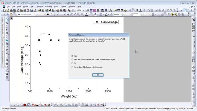 Graphing: Origin 9: Change Plot's X or Y Data by point and click смотреть онлайн