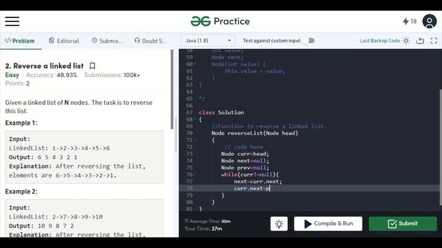 Reversing a Linked List in Java смотреть онлайн