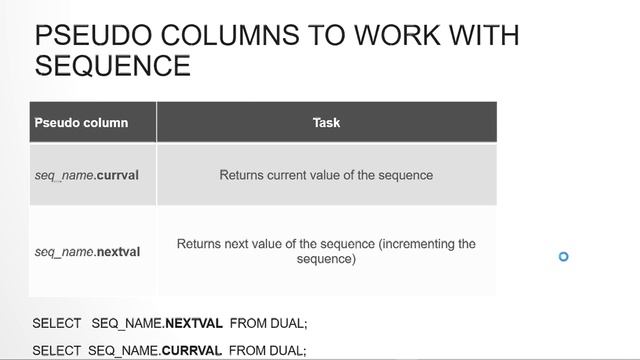 SEQUENCES IN ORACLE SQL WITH EXAMPLES (asc, desc, cycle, nocycle, cache, nocache) смотреть онлайн