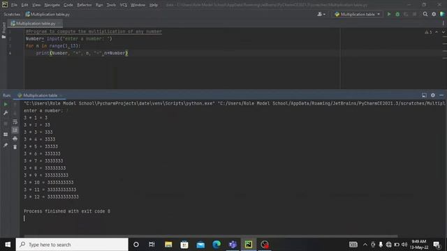 Building multiplication table in python
