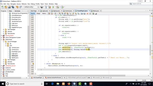 Complete Project Online exam system with source code or Java gui complete project answer insert