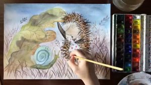 Ёжик в тумане [ процесс рисования | акварель | DIY ]