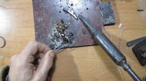 пайка медного провода для изготовления удочки с моторчиком