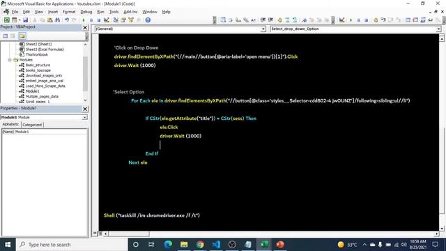 Select drop  down option  using  Selenium web driver | Chrome browser | VBA (Excel)