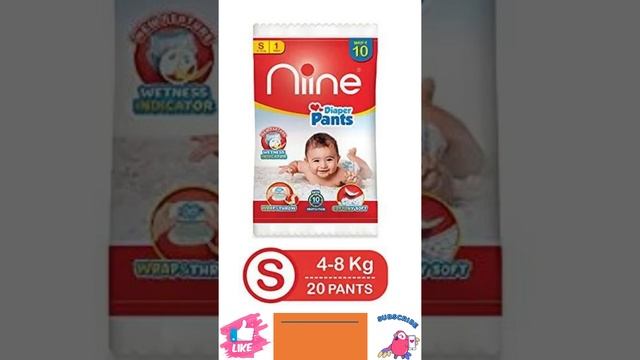 NIINE COTTONY SOFT BABY DIAPER PANTS WITH WETNESS INDICATOR, SMALL SIZE, 4-8kg, PACK OF 20 смотреть онлайн