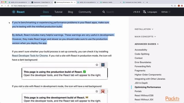 Learning React : Build React App to Optimize for Production | packtpub.com смотреть онлайн