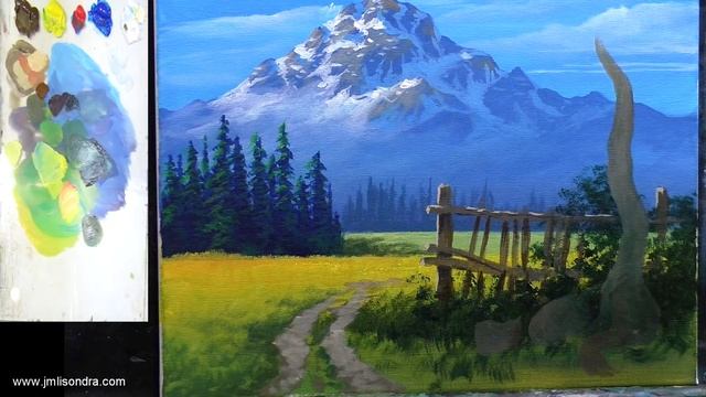 Acrylic Landscape Painting TUTORIAL / View of the Snowy Mountain / JMLisondra смотреть онлайн