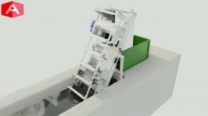 3д анимация очистных сооружений Canal Cleaner 3d animation, realistic animation of technique