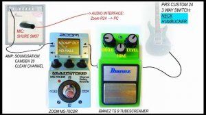 Ibanez Tube Screamer TS9 pedal + Zoom MS-70CDR MULTISTOMP chorus delay reverb - pop-rock sounds